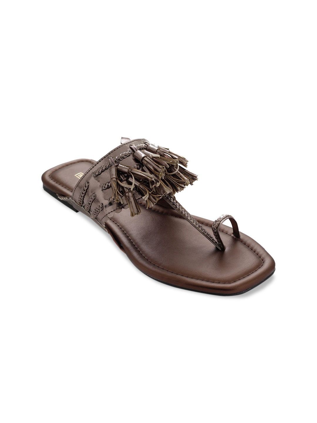 TRENDS & TRADES Women Brown Solid PU One Toe Flats