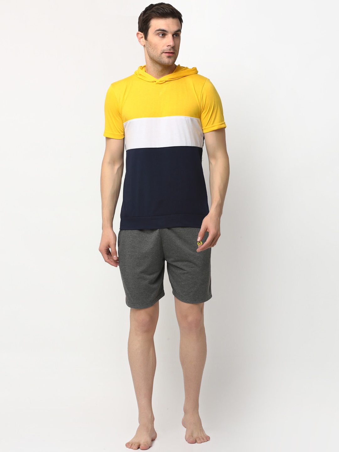 VIMAL JONNEY Men Yellow & Grey Night Suit N1_ANT_T_13_YEL_02