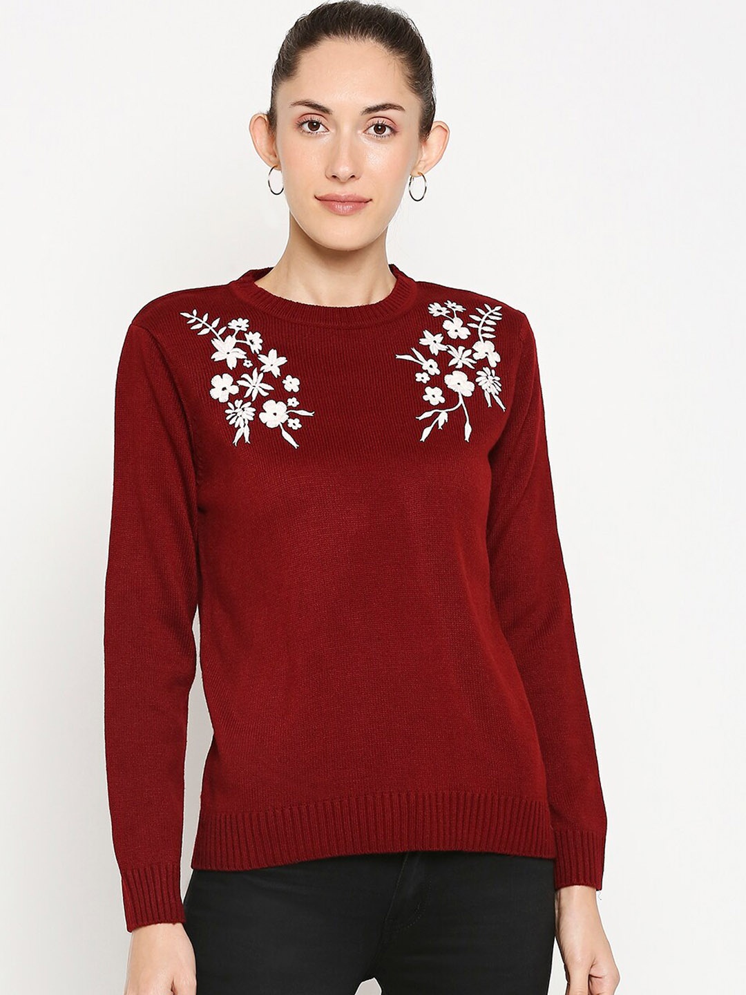 Honey by Pantaloons Women Maroon Embroidered