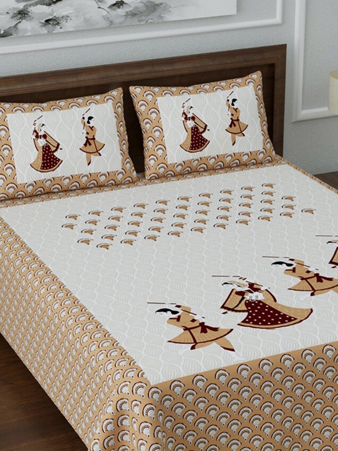 LIVING ROOTS White & Beige Ethnic Motifs 144 TC Cotton 1 Queen Bedsheet with 2 Pillow Covers
LIVING ROOTS White & Beige Ethnic Motifs 144 TC Cotton 1 Queen Bedsheet with 2 Pillow Covers