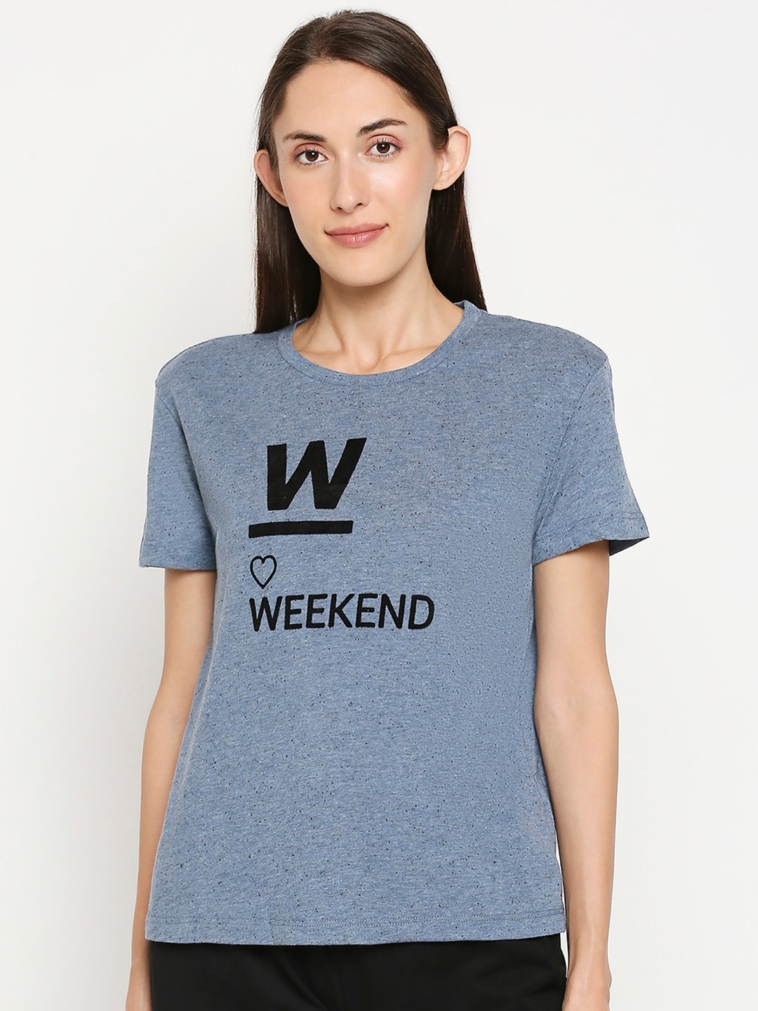 Dreamz by Pantaloons Women Blue Printed Lounge tshirt