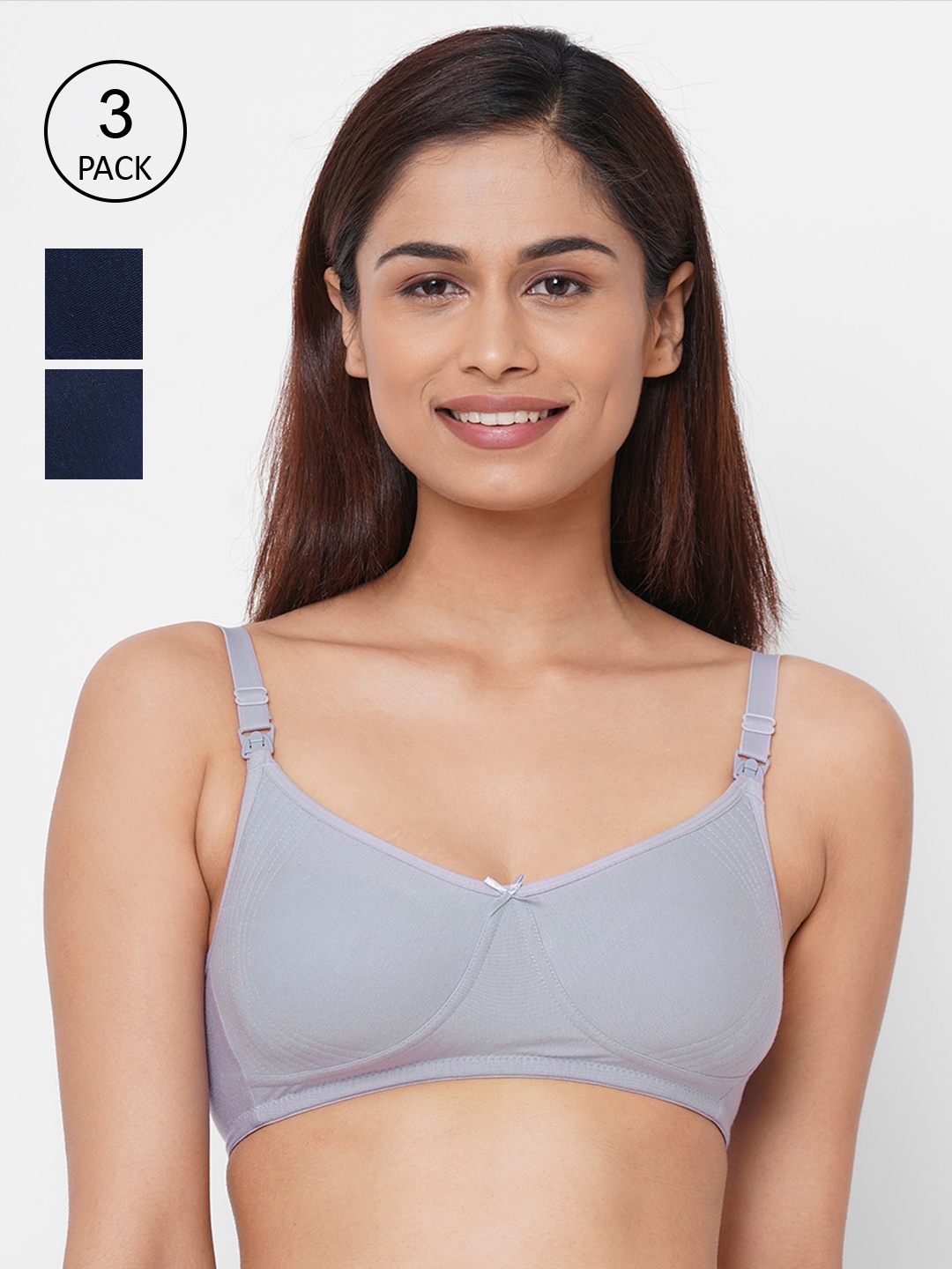 Inner Sense Pack of 3 Non-Wired Non Padded Antimicrobial Maternity Bras IMB005E_5E_5D, Navy blue
Inner Sense Pack of 3 Non-Wired Non Padded Antimicrobial Maternity Bras IMB005E_5E_5D, Navy blue