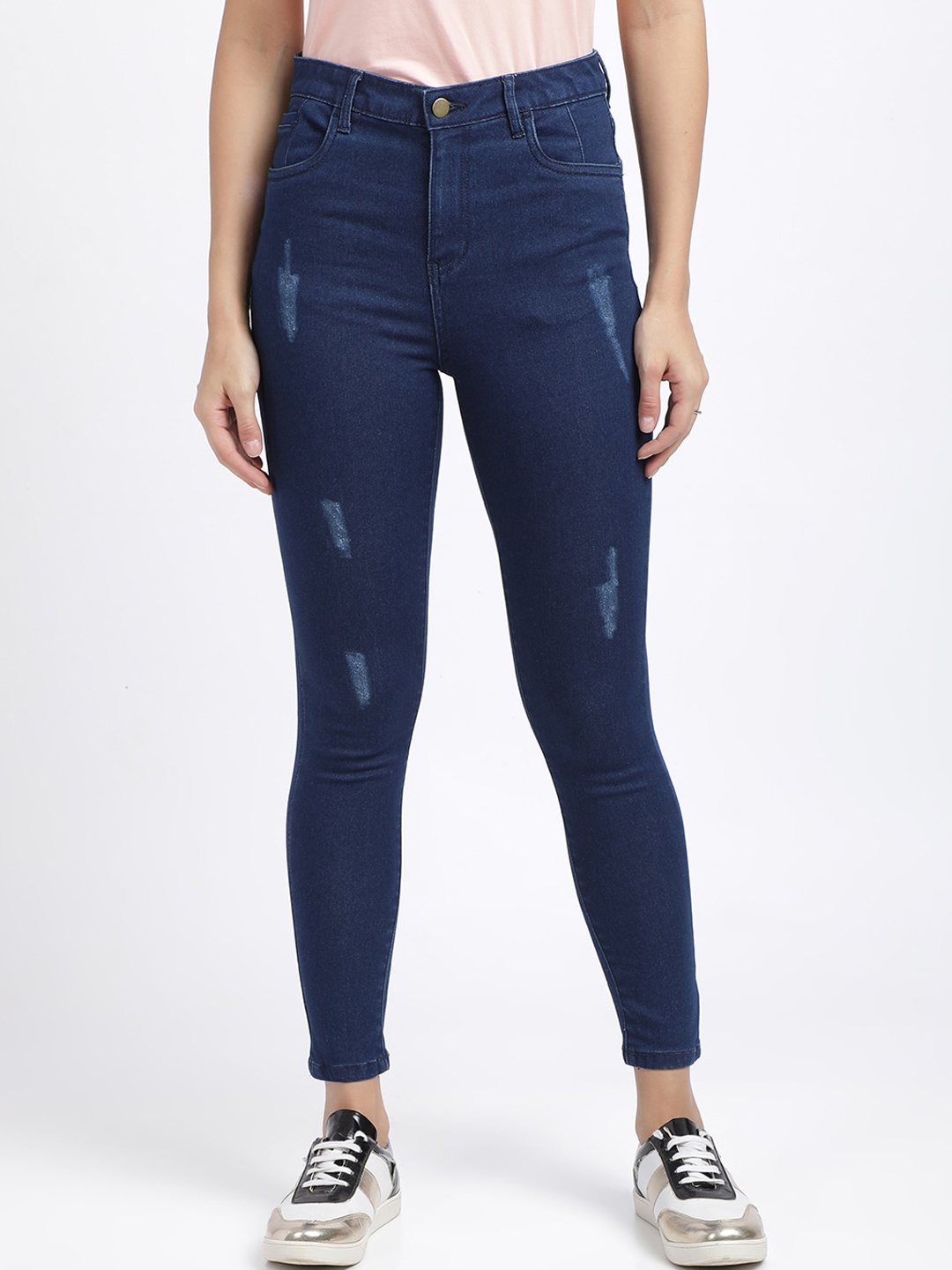 IVOC Women Blue Skinny Fit High-Rise Low Distress Stretchable Jeans