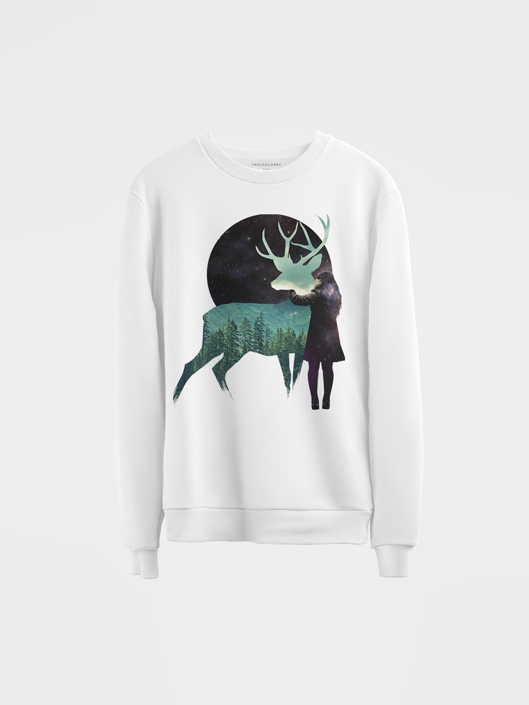 THREADCURRY Kids White Printed Sweatshirt