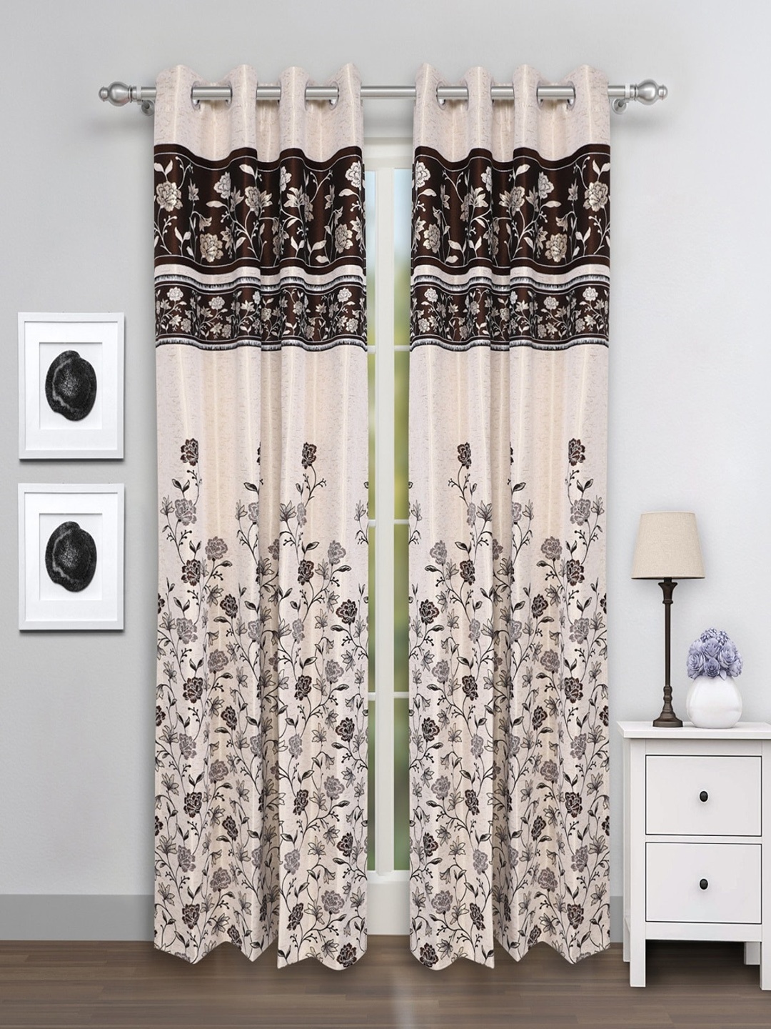ROMEE Cream-Coloured & Coffee Brown Set of 2 Floral Printed Room Darkening Door Curtains
ROMEE Cream-Coloured & Coffee Brown Set of 2 Floral Printed Room Darkening Door Curtains