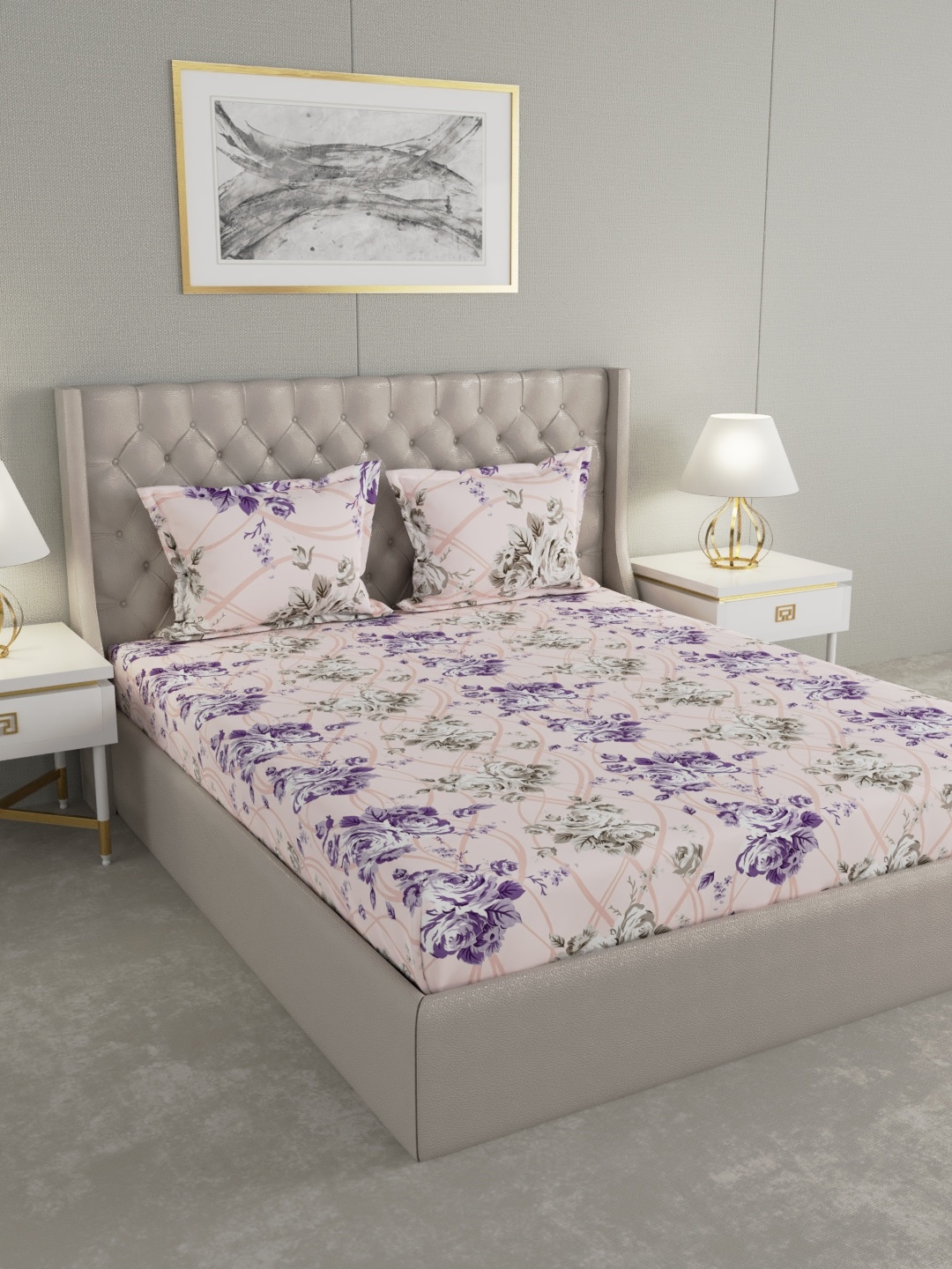 Raymond Home Peach-Coloured & Purple Floral 120 TC Cotton 1 Queen Bedsheet with 2 Pillow Covers
Raymond Home Peach-Coloured & Purple Floral 120 TC Cotton 1 Queen Bedsheet with 2 Pillow Covers