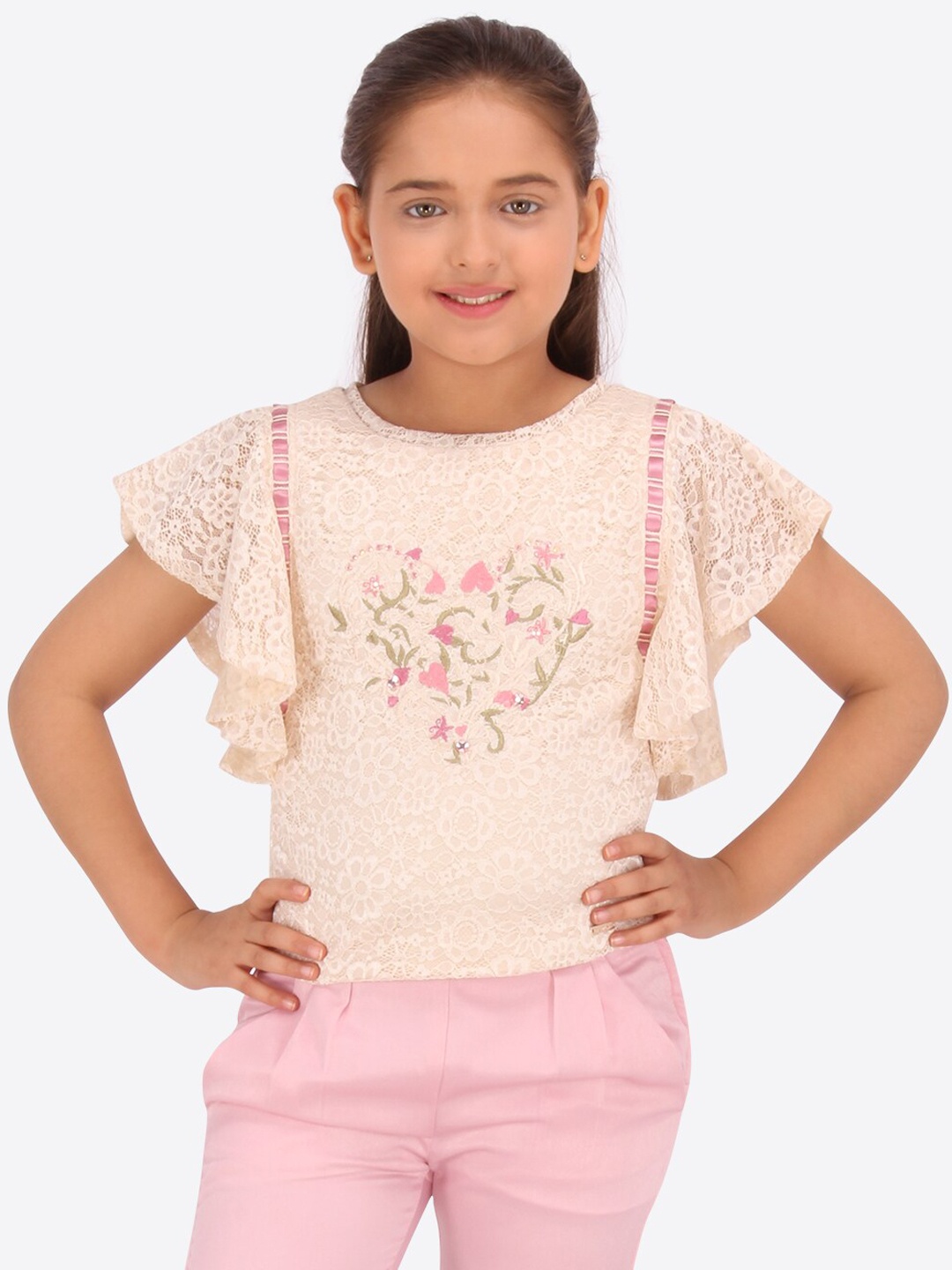 Cutecumber Cream-coloured Regular Top