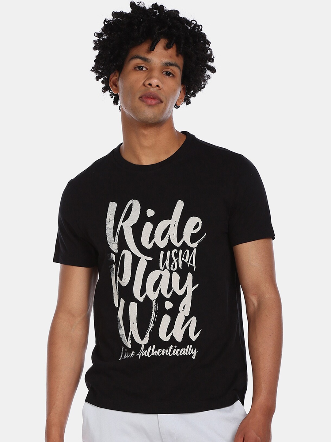 U.S. Polo Assn. Denim Co. Men Black White Printed Round Neck Cotton Pure Cotton T-shirt
U.S. Polo Assn. Denim Co. Men Black White Printed Round Neck Cotton Pure Cotton T-shirt