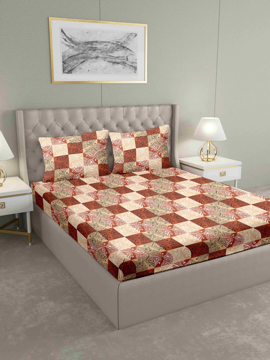 BELLA CASA Brown & Beige Ethnic Motifs 160 TC Cotton 1 King Bedsheet with 2 Pillow Covers
BELLA CASA Brown & Beige Ethnic Motifs 160 TC Cotton 1 King Bedsheet with 2 Pillow Covers