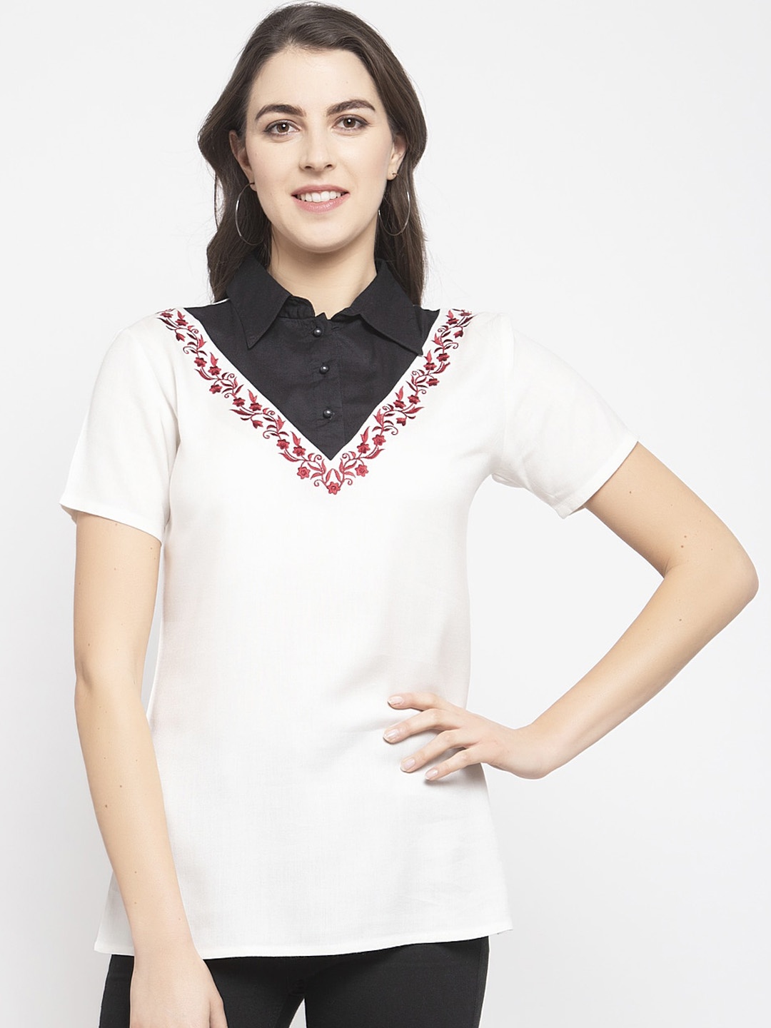 Karmic Vision Women White Solid Top