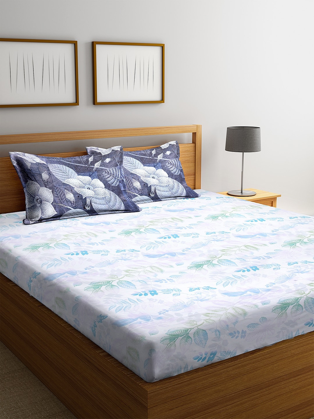 BOMBAY DYEING White & Blue Floral 160 TC Cotton 1 King Bedsheet with 2 Pillow Covers
BOMBAY DYEING White & Blue Floral 160 TC Cotton 1 King Bedsheet with 2 Pillow Covers