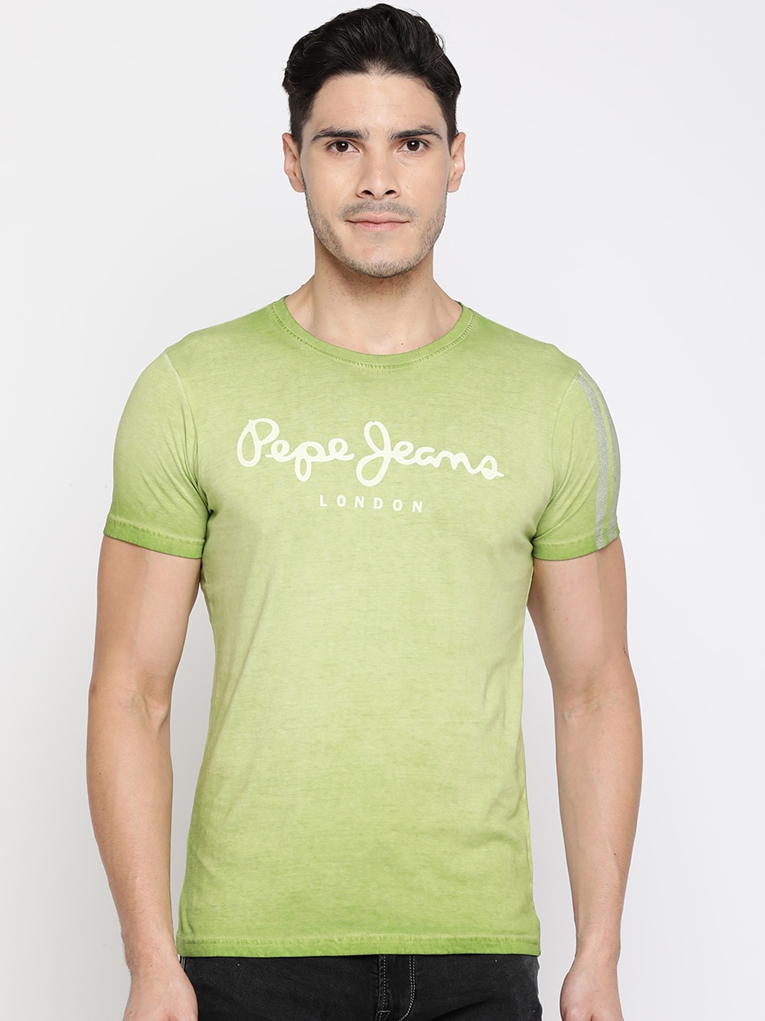 Pepe Jeans Men Green Printed Round Neck T-shirt