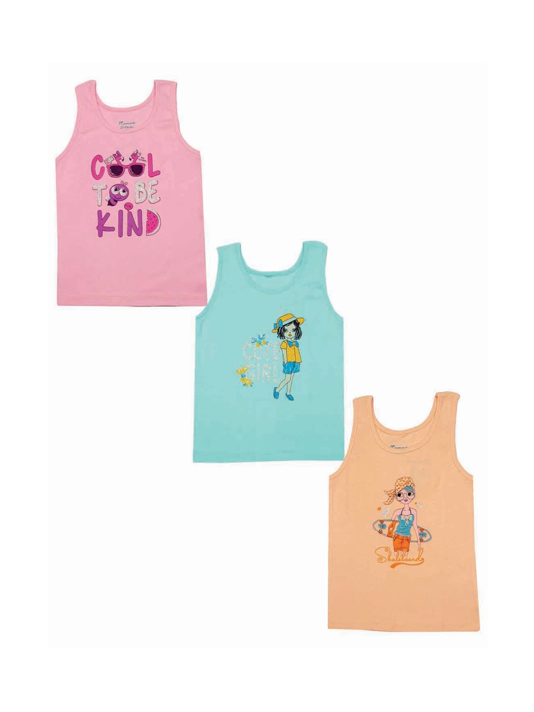Zoom Minimondo Girls Pack Of 3 Multicoloured Printed Innerwear Vests 6010-(2)-22, Pink
Zoom Minimondo Girls Pack Of 3 Multicoloured Printed Innerwear Vests 6010-(2)-22, Pink