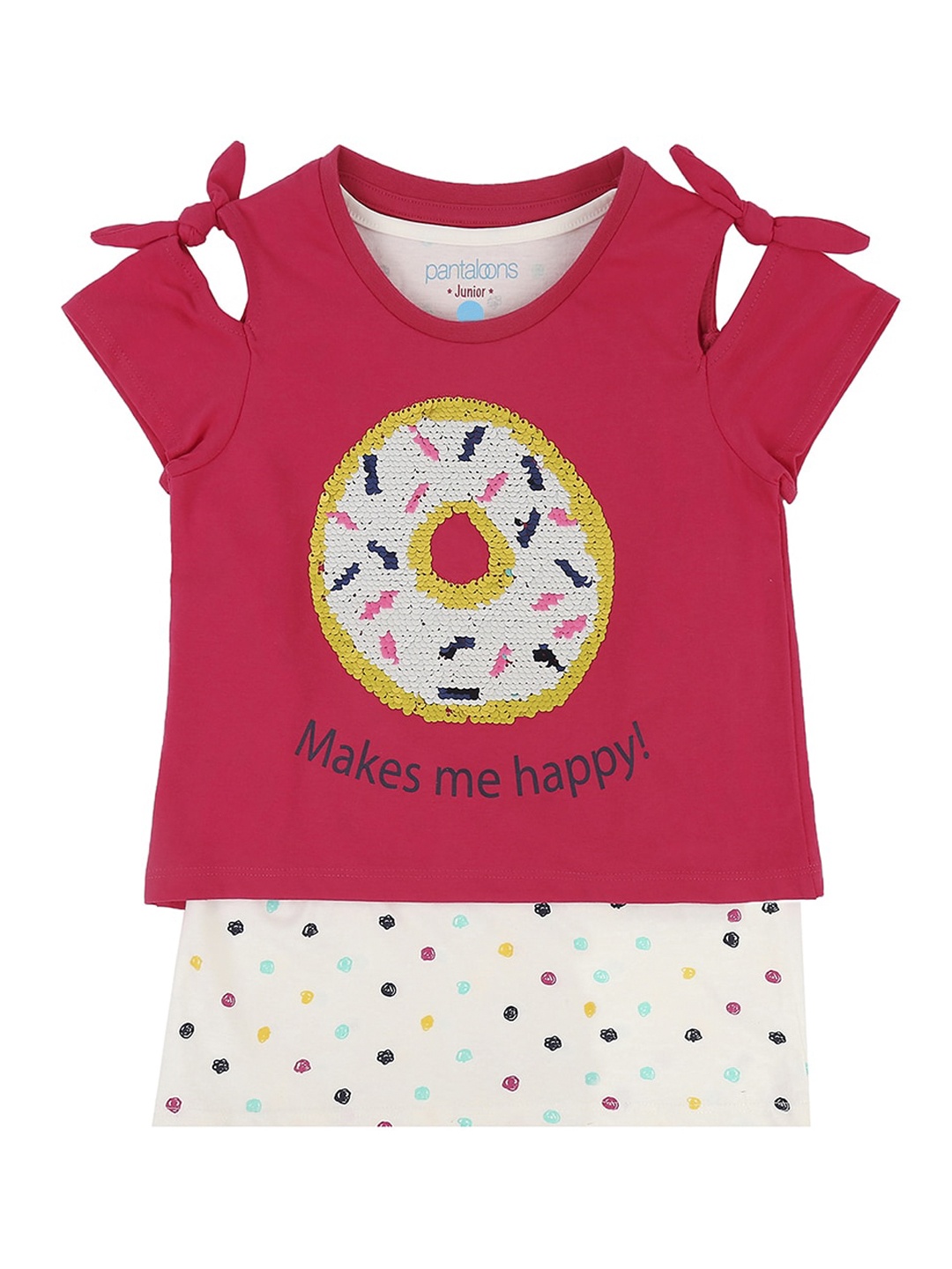 Pantaloons Junior Girls Fuchsia Pink White Printed Round Neck Layered Pure Cotton T-shirt
Pantaloons Junior Girls Fuchsia Pink White Printed Round Neck Layered Pure Cotton T-shirt