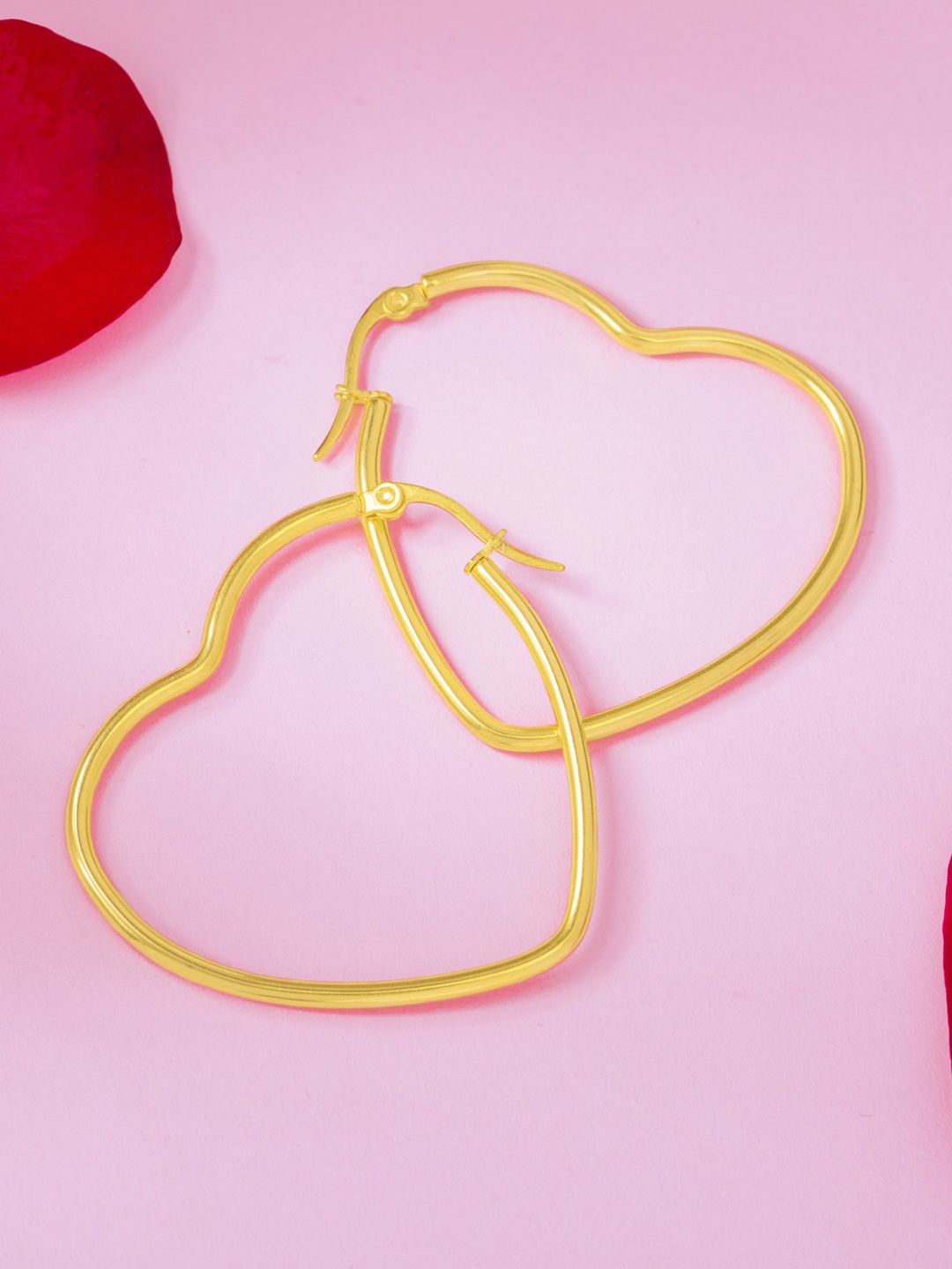 Bigsmall Gold-Toned Contemporary Hoop Earrings