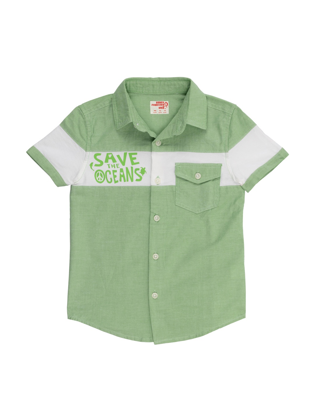 UNDER FOURTEEN ONLY Boys Green Regular Fit Printed Casual Shirt