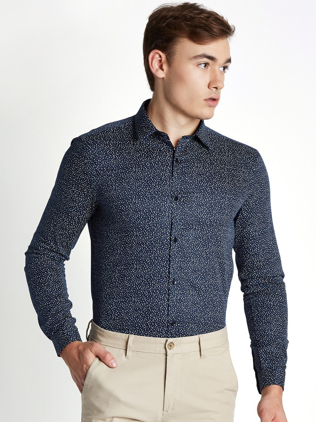 RICHARD PARKER by Pantaloons Men Navy Blue Printed Casual Shirt