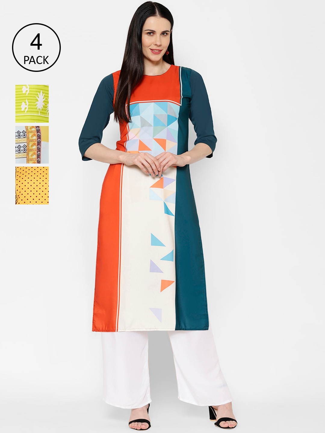 7Threads Women Multicoloured Printed Straight Kurta, Multi