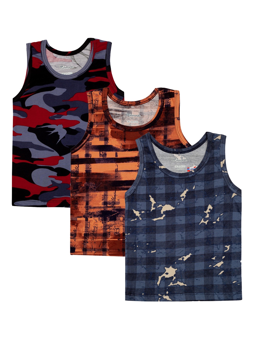 Zoom Minimondo Boys Pack Of 3 Multicoloured Printed Innerwear Vests 8007-(1)-22, Blue
Zoom Minimondo Boys Pack Of 3 Multicoloured Printed Innerwear Vests 8007-(1)-22, Blue