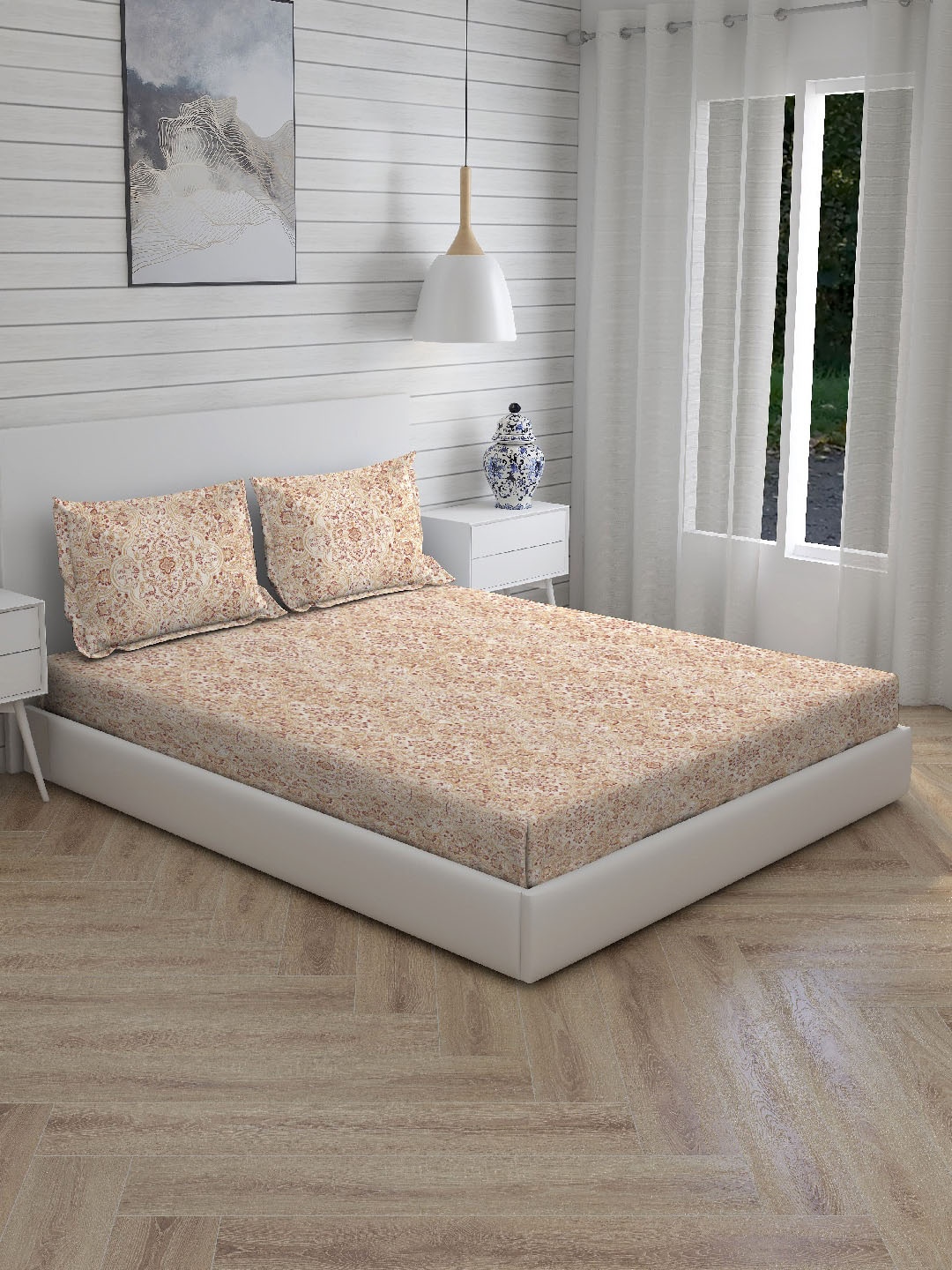 Boutique Living India Beige Floral 300 TC Cotton 1 King Bedsheet with 2 Pillow Covers
Boutique Living India Beige Floral 300 TC Cotton 1 King Bedsheet with 2 Pillow Covers