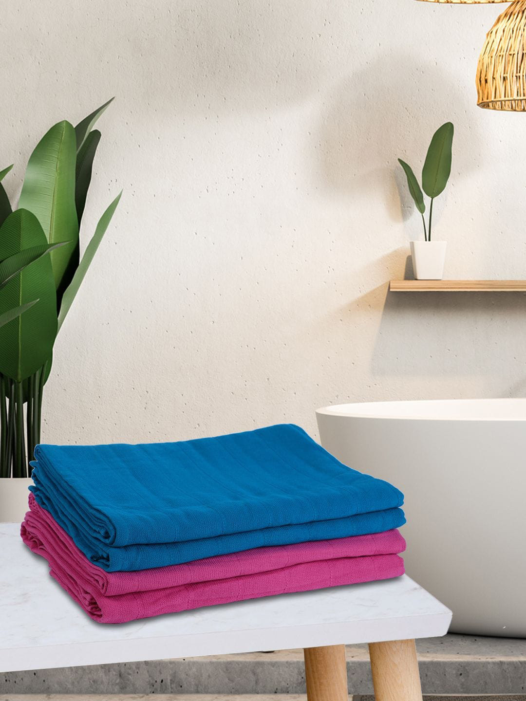 KOPA LORENA Set Of 4 Blue & Pink Solid 300 GSM Cotton Quick-Dry One Side Terry Towels
KOPA LORENA Set Of 4 Blue & Pink Solid 300 GSM Cotton Quick-Dry One Side Terry Towels