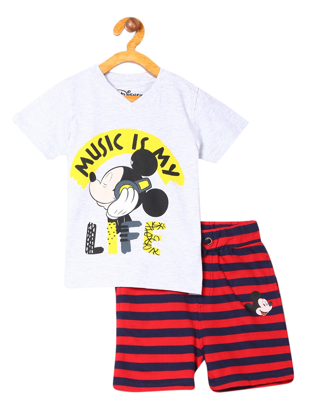 Colt Boys Grey & Red Printed T-shirt with Shorts Set