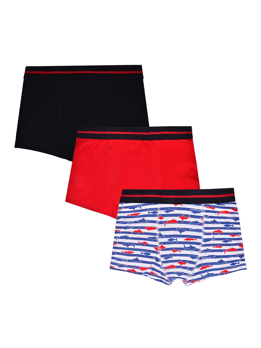 Charm n Cherish Boys Multicoloured Printed Trunks Pack of 3, Red