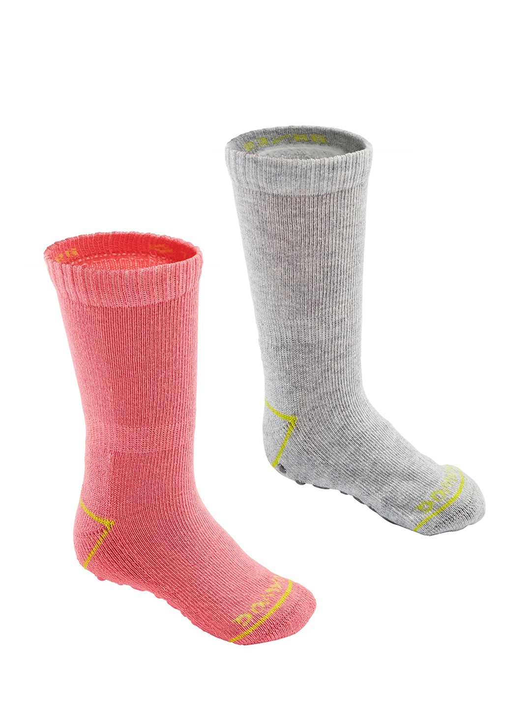 Domyos By Decathlon Kids Pack Of 2 Solid Non-Slip Calf-Length Socks, Grey