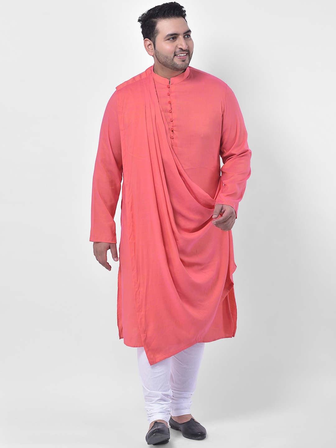 DEYANN PLUS Men Pink Solid Kurta with Churidar