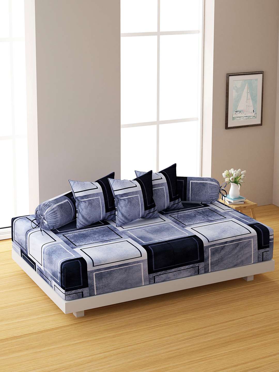SWAYAM Set Of 6 Grey & Black Geometric 210 TC Bedsheet With Bolster & Cushion Covers
SWAYAM Set Of 6 Grey & Black Geometric 210 TC Bedsheet With Bolster & Cushion Covers