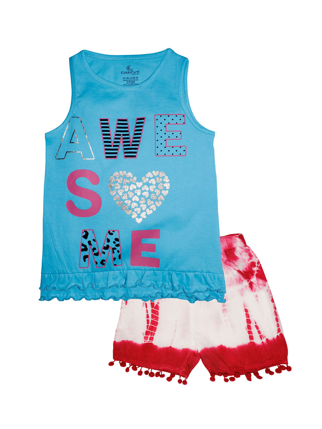 KiddoPanti Girls Blue & Red Printed Sleeveless Tee with Lace Hem Tie & Dye Hot Shorts Set
KiddoPanti Girls Blue & Red Printed Sleeveless Tee with Lace Hem Tie & Dye Hot Shorts Set