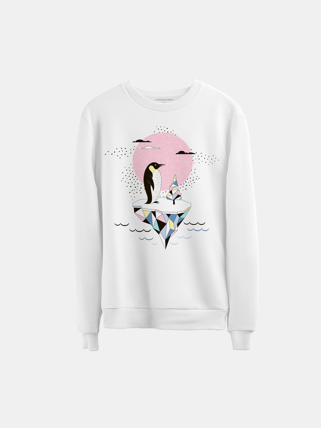 THREADCURRY Kids White Printed Sweatshirt