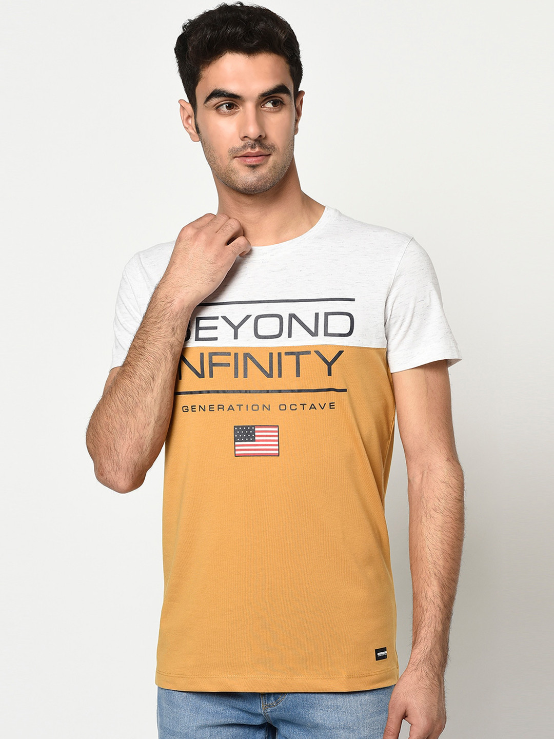 Octave Men Yellow Colourblocked Round Neck T-shirt
Octave Men Yellow Colourblocked Round Neck T-shirt