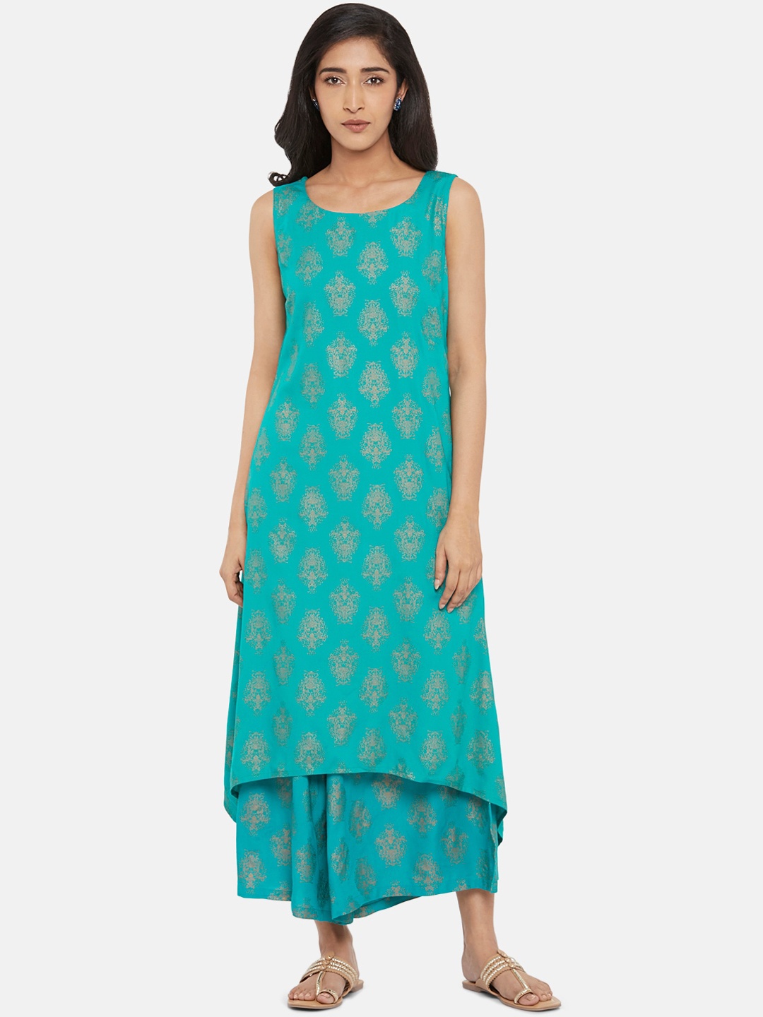 RANGMANCH BY PANTALOONS Women Turquoise Blue Ethnic Motifs Kurta