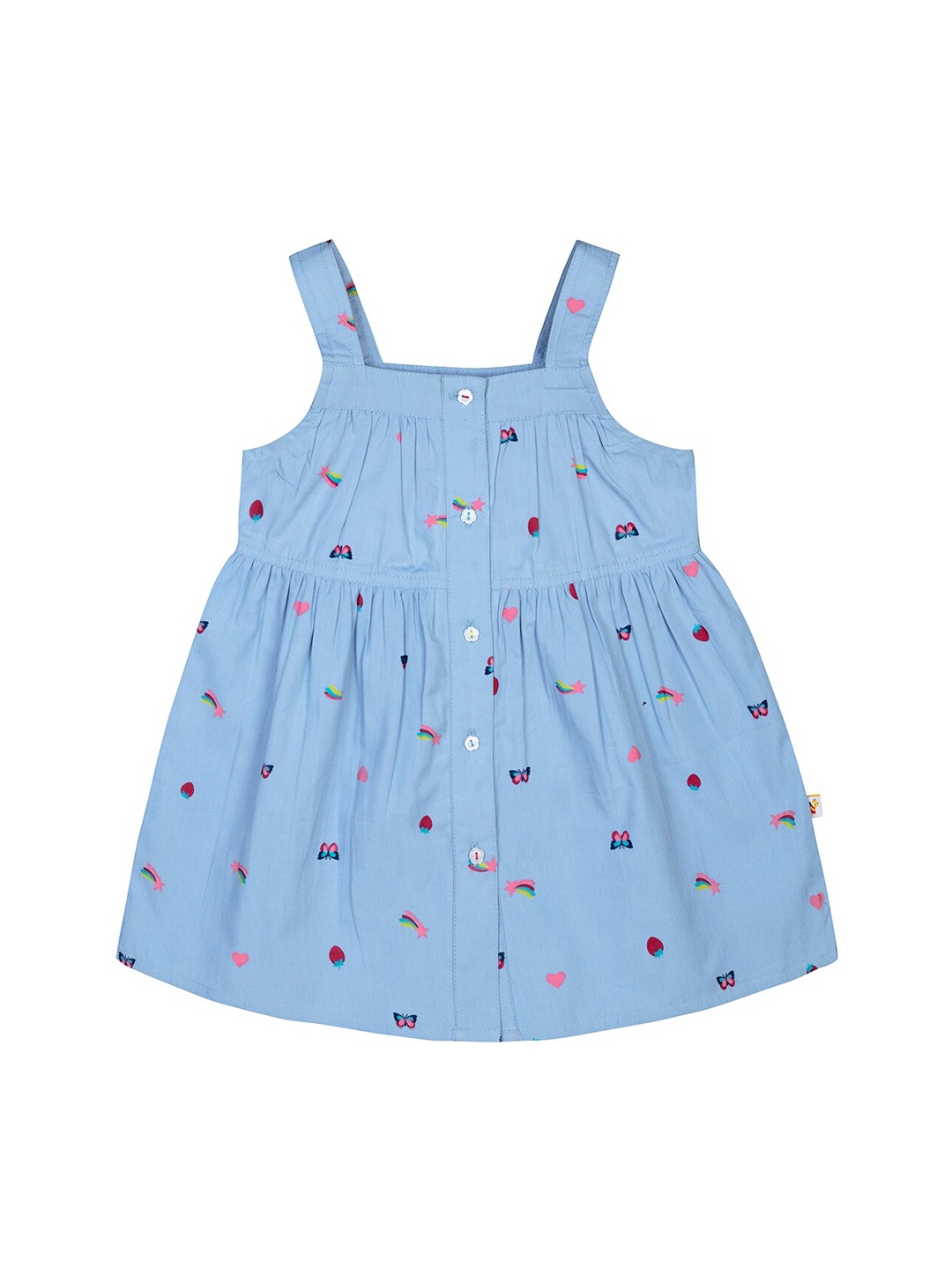 Budding Bees Girls Blue Printed A-Line Dress