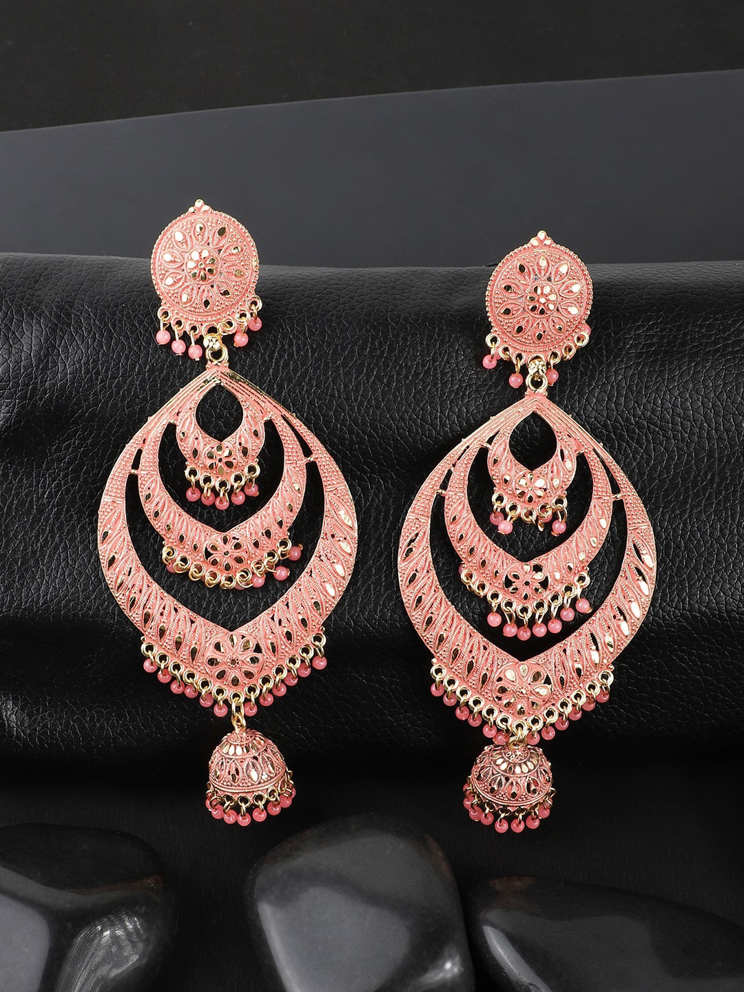 ANIKAS CREATION Pink Contemporary Chandbalis