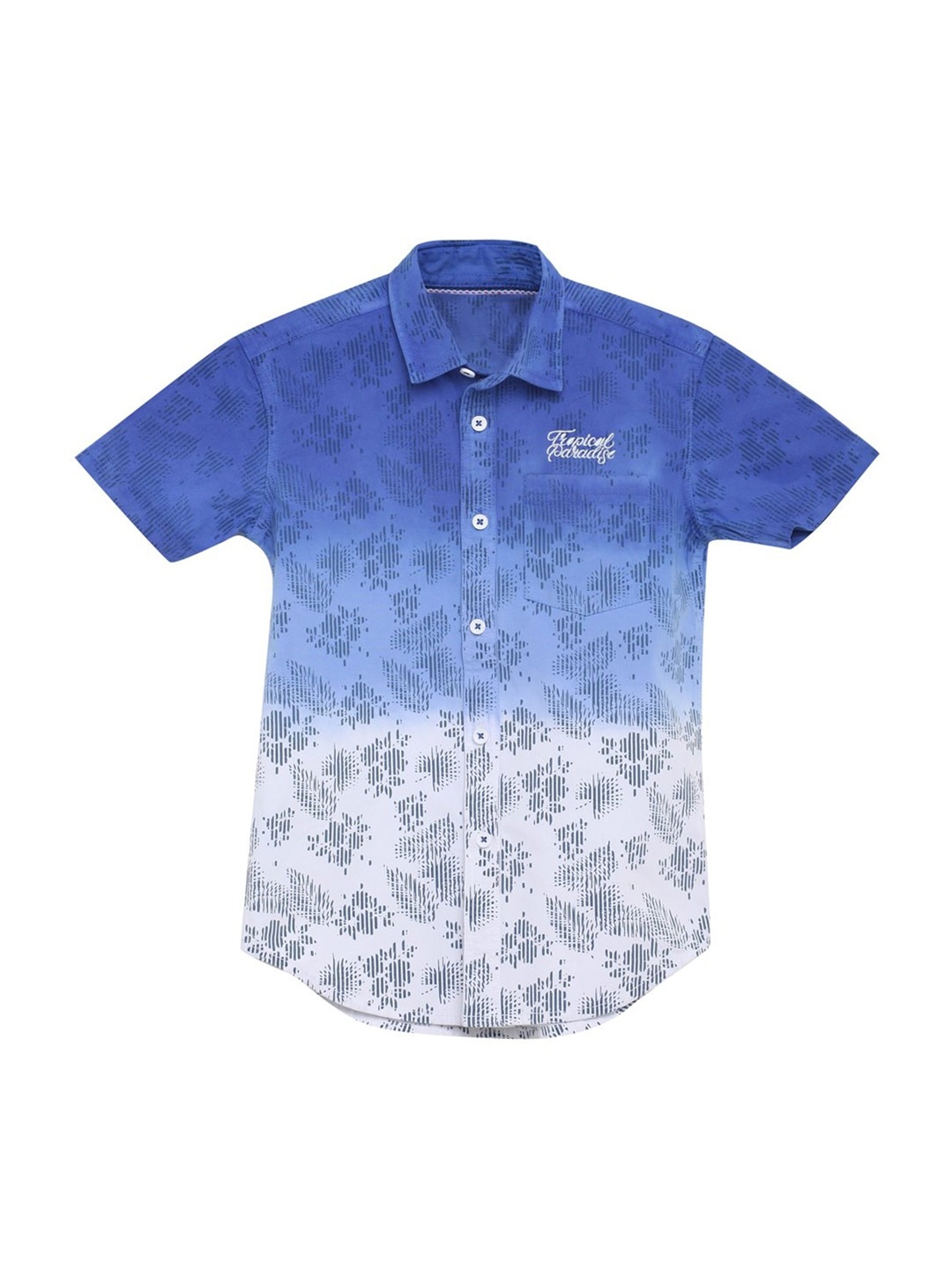 UNDER FOURTEEN ONLY Boys Blue & White Regular Fit Printed Casual Shirt