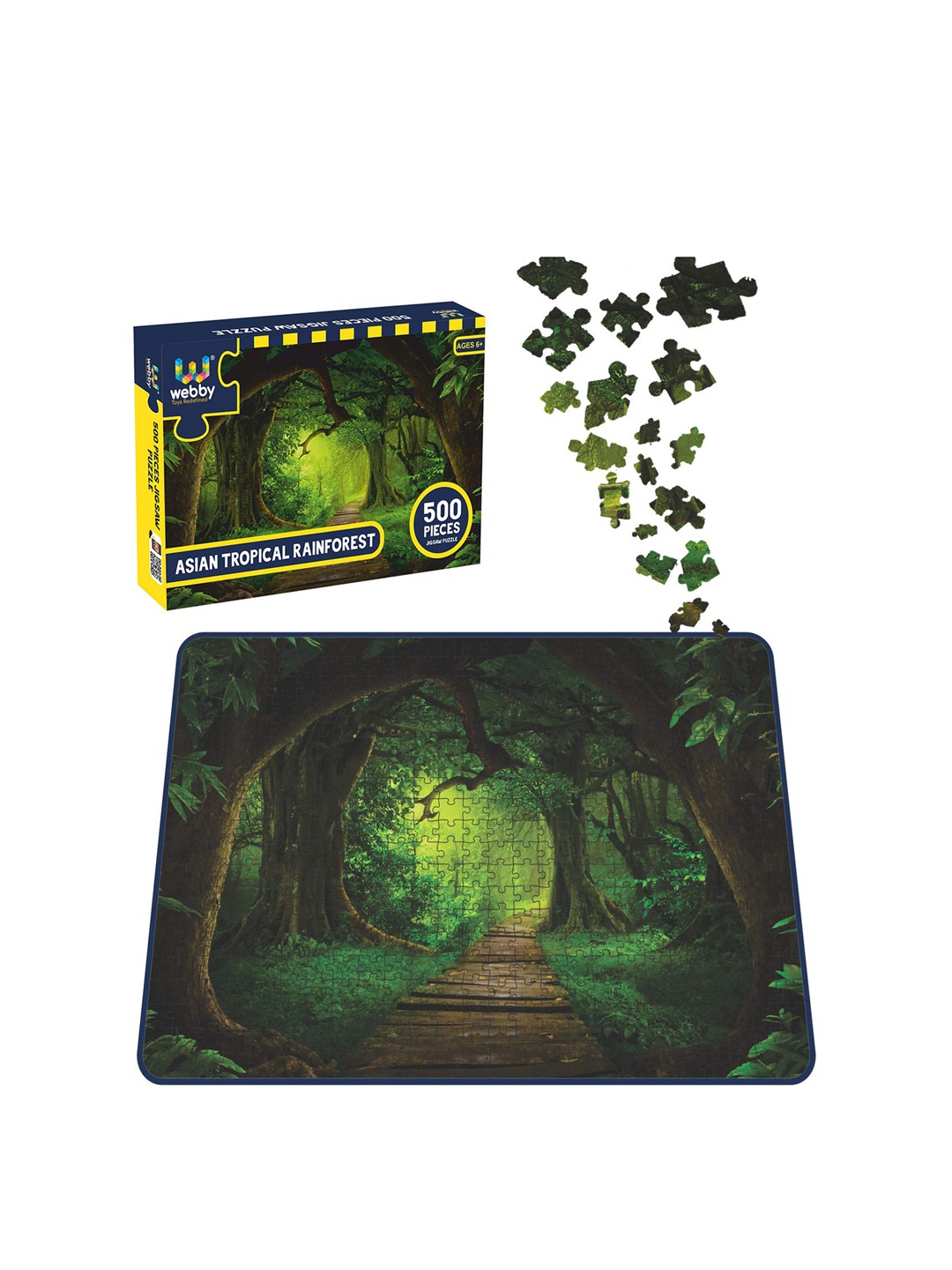 Webby Kids Green & Black Asian Tropical Rainforest Jigsaw Puzzle 500 Pieces