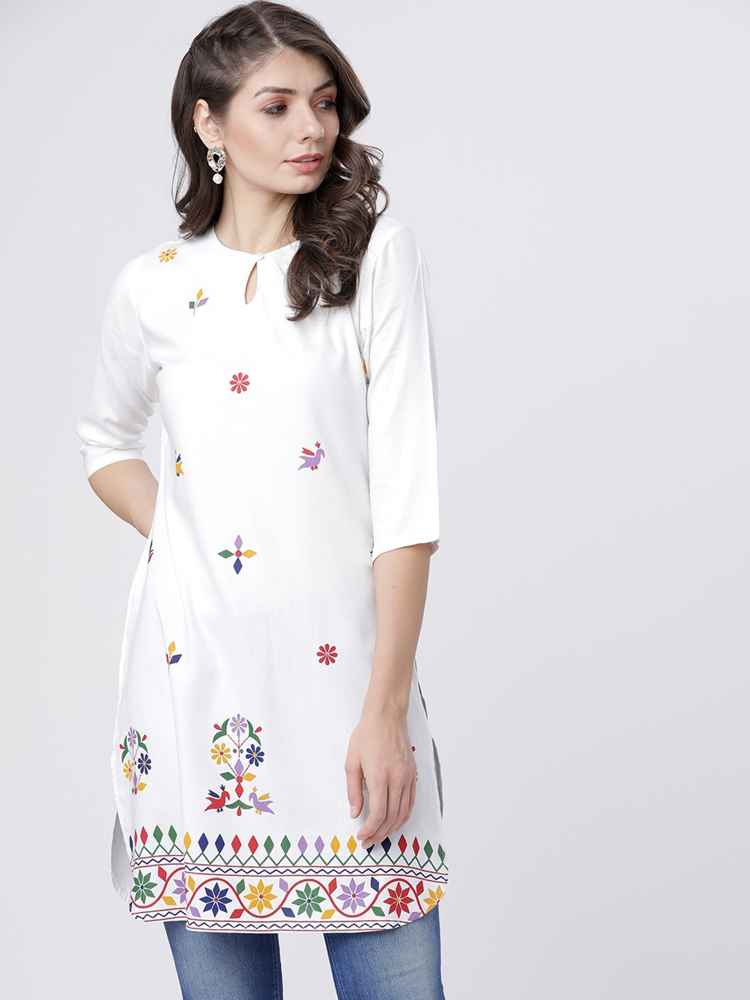 Vishudh Women Off White Printed