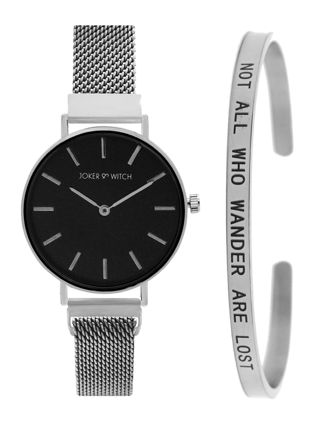 JOKER & WITCH Women Silver-Toned & Black Midnight Shine Watch & Bracelet Gift Set JWBS381
JOKER & WITCH Women Silver-Toned & Black Midnight Shine Watch & Bracelet Gift Set JWBS381