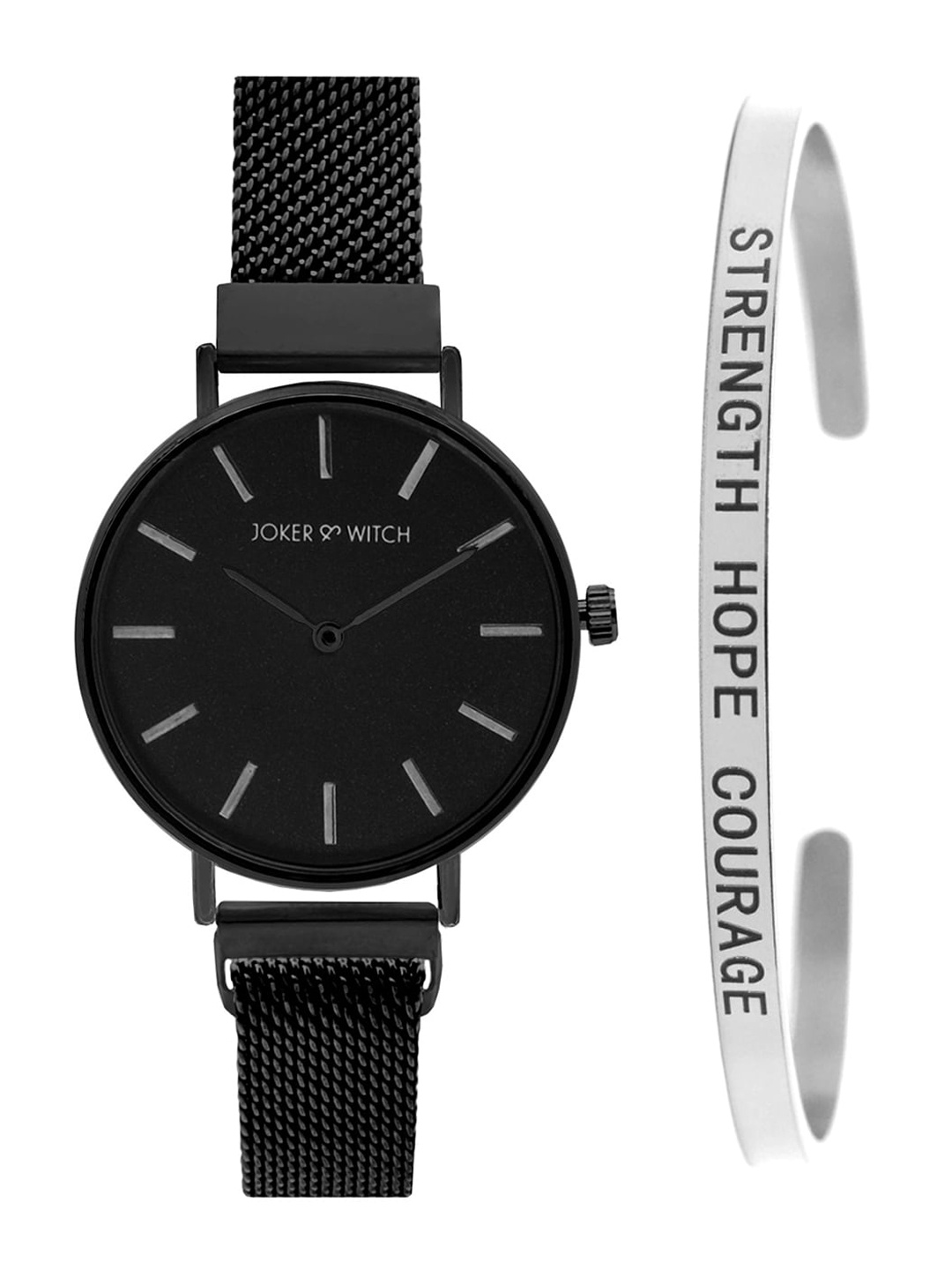 JOKER & WITCH Women Black & Silver-Toned Sizzling Coal Watch & Bracelet Gift Set JWBS366
JOKER & WITCH Women Black & Silver-Toned Sizzling Coal Watch & Bracelet Gift Set JWBS366