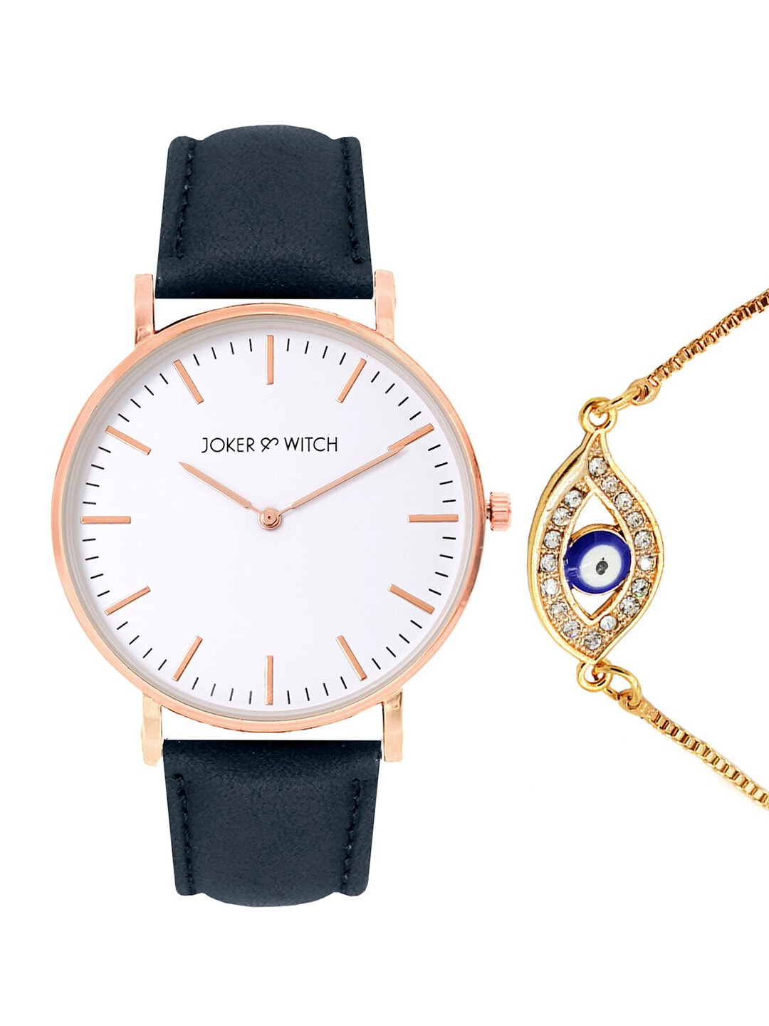 JOKER & WITCH Women Blue & Rose Gold-Toned By The See Watch & Bracelet Gift Set JWBS391
JOKER & WITCH Women Blue & Rose Gold-Toned By The See Watch & Bracelet Gift Set JWBS391