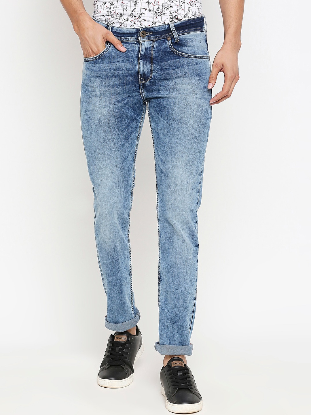 Mufti Men Blue Skinny Fit Mid-Rise Stretchable Clean Look Jeans