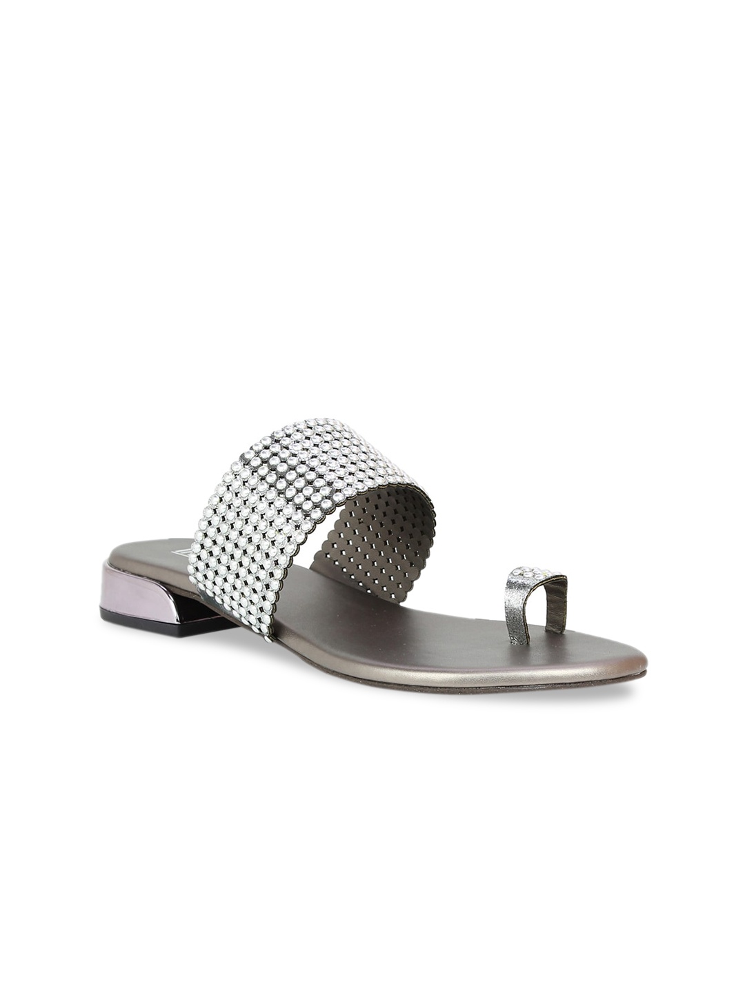 Inc 5 Women Grey Embellished Block Heels