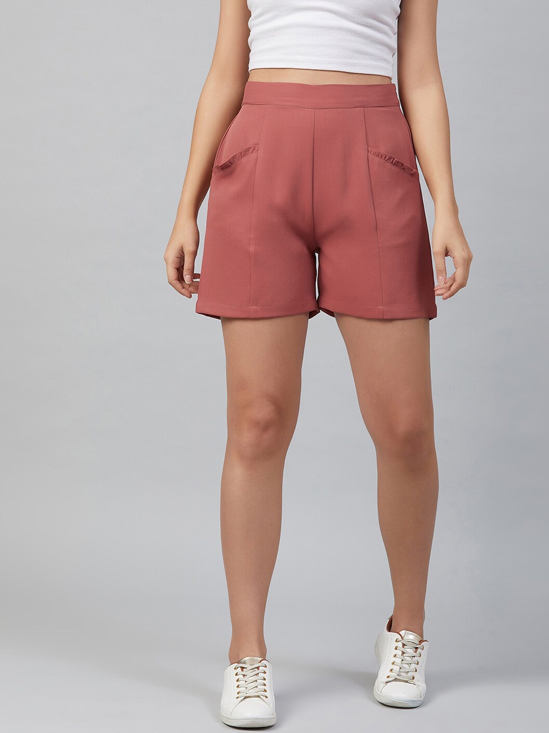 Marie Claire Women Pink Solid Regular Fit Regular Shorts