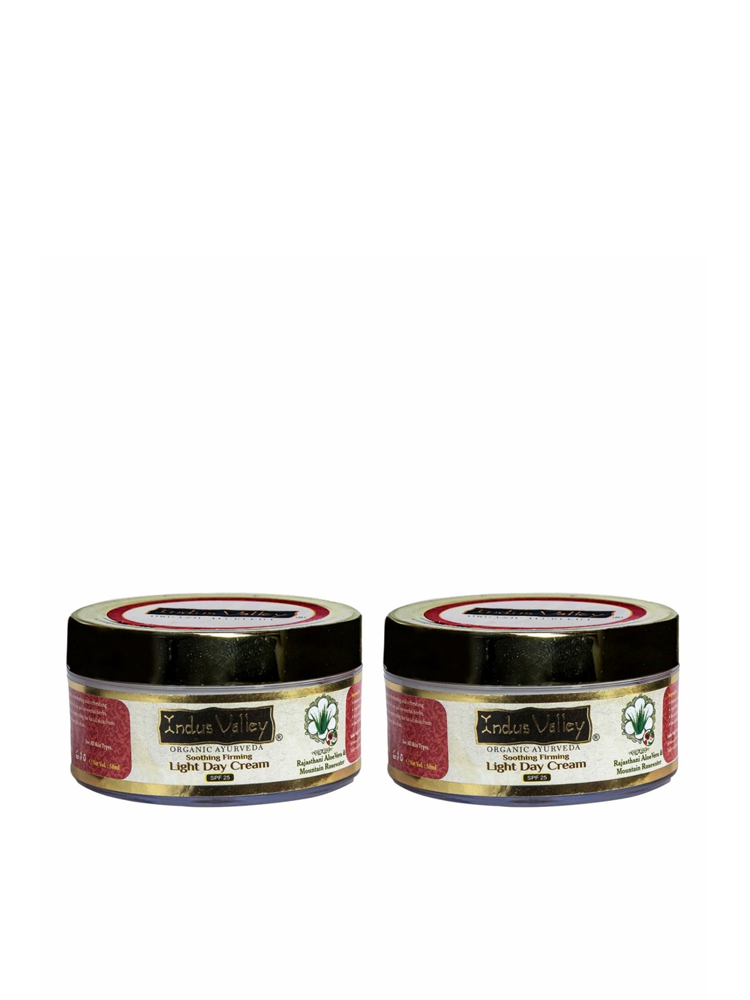 Indus Valley Pack of 2 Aloe, Mountain Rose Soothing & Firming Light Day Cream 50 ml, White
Indus Valley Pack of 2 Aloe, Mountain Rose Soothing & Firming Light Day Cream 50 ml, White