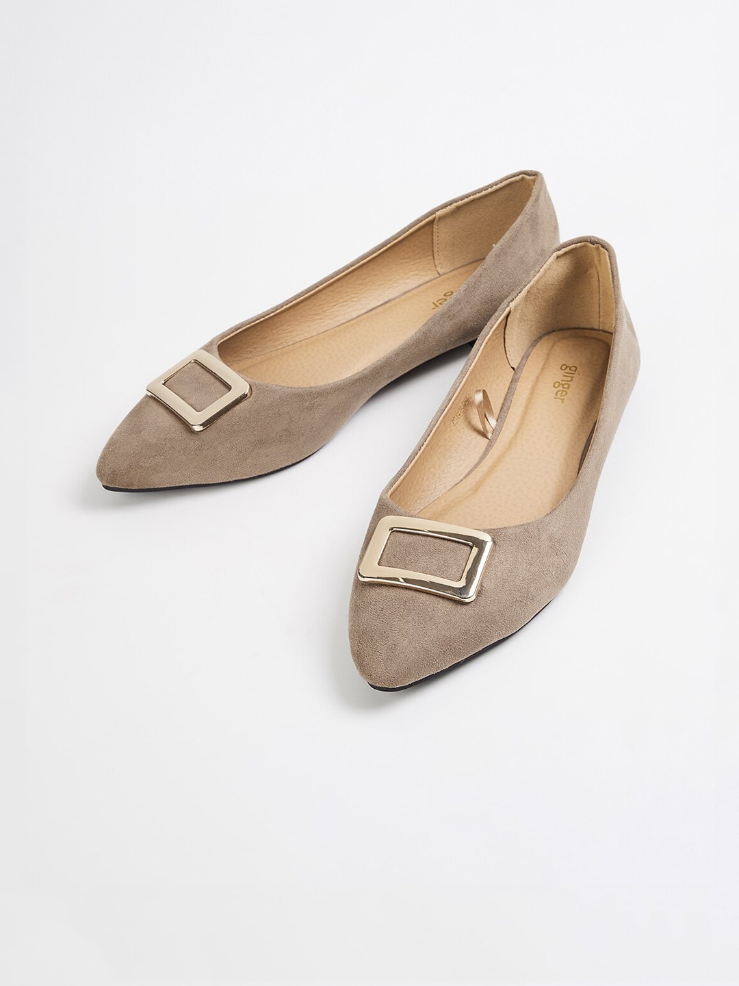 Ginger by Lifestyle Women Brown Solid Ballerinas, Khaki