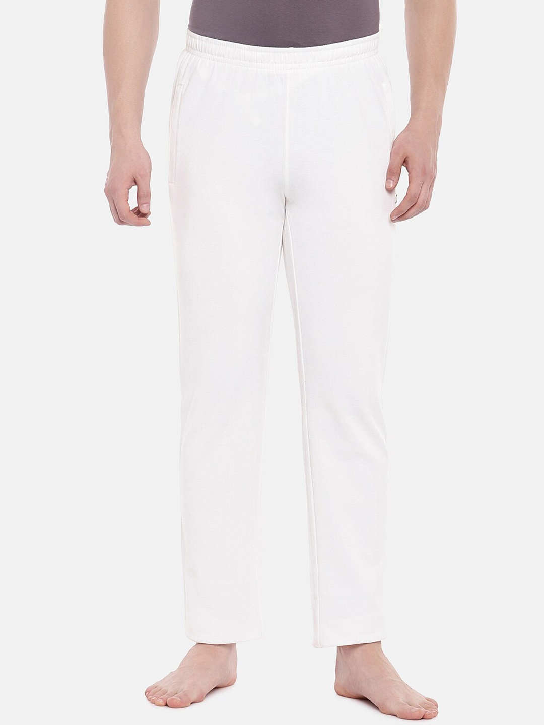 Sweet Dreams Men White Solid Cotton Lounge Pants