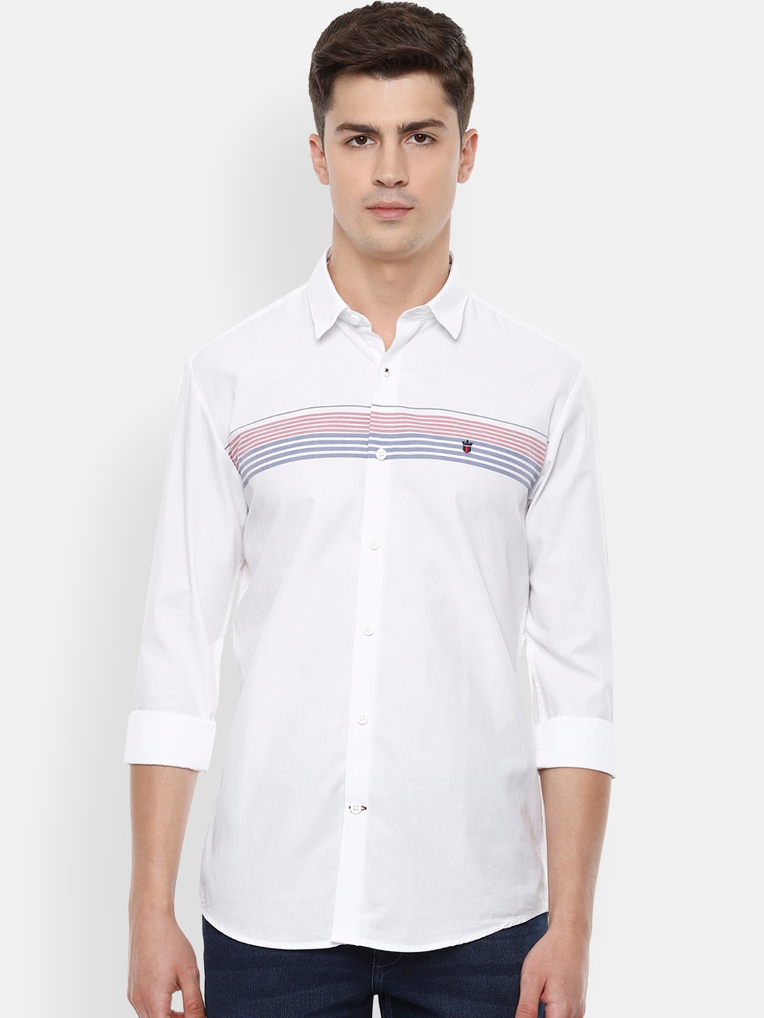 Louis Philippe Sport Men White Slim Fit Printed Casual Shirt