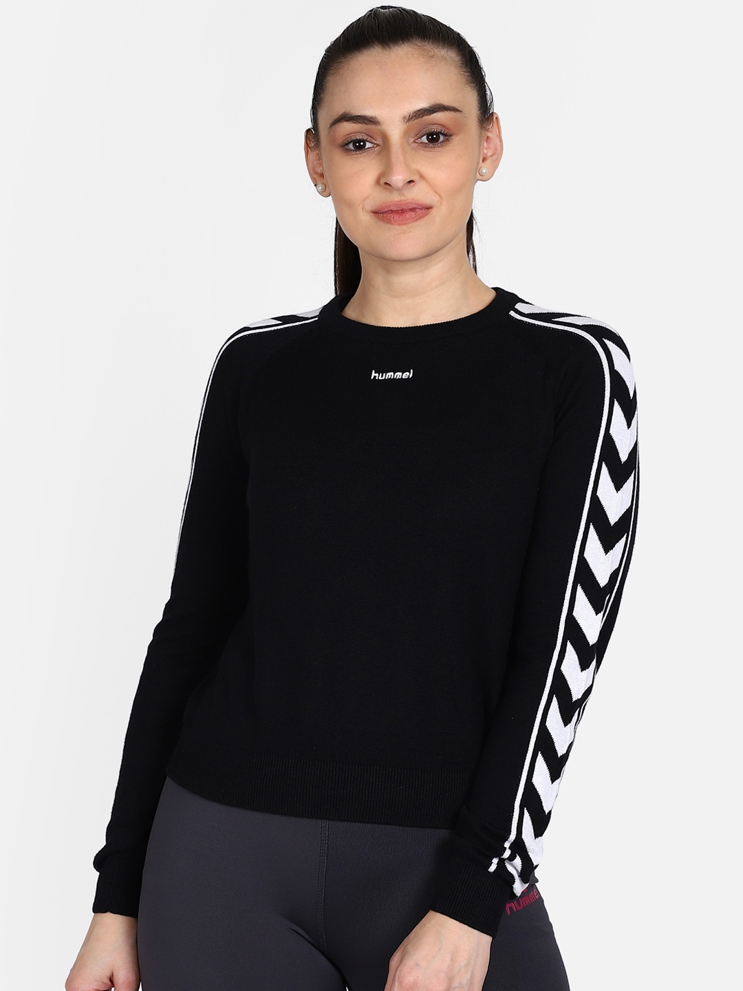 hummel Women Black Solid Sweatshirt